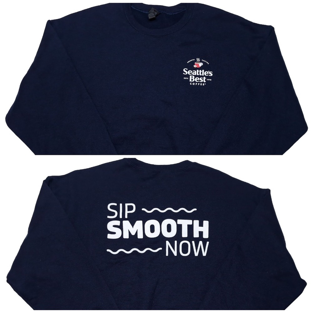 Gildan Seattle's Best Coffee Sweatshirt Navy Blue Men's XL
